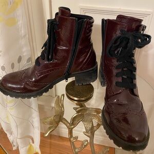 Stylish Burgundy Combat Boots